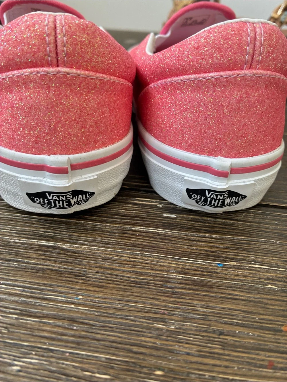 Vans Kids Slip-On Glitter Coral Pink Sneakers